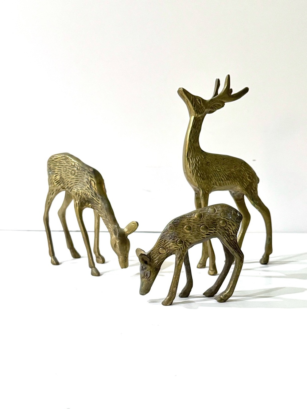 Vintage Solid Brass Buck/Doe/Fawn Deer set circa 1980s